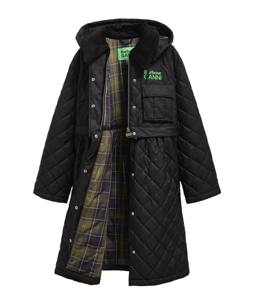 Barbour X Ganni Quilted Zipped Coat