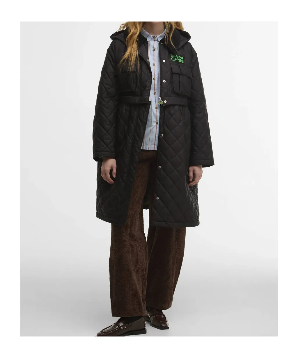 Barbour X Ganni Quilted Zipped Coat