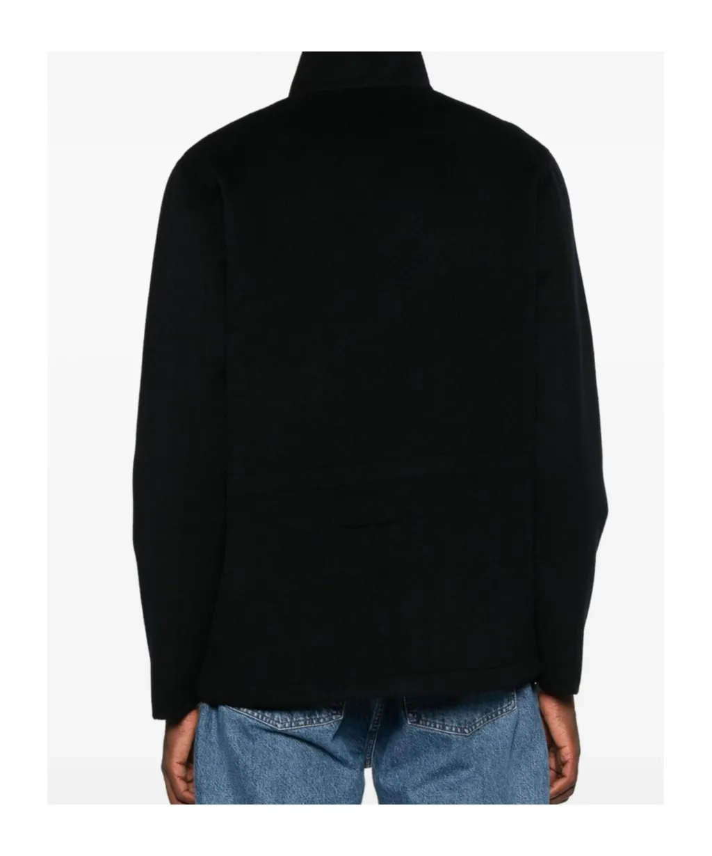 Ocketed Zipped Single-Breasted Coat