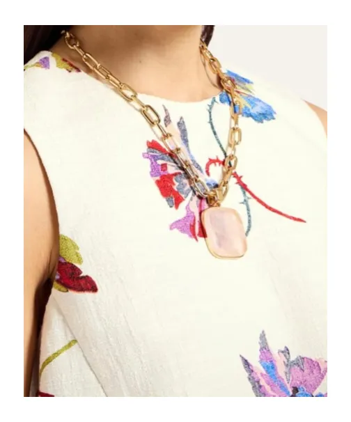 Feather-Trim Floral-Print Top
