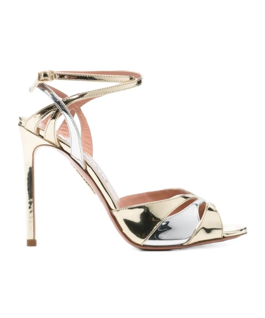 110M Metallic Ankle-Strap Heeled Sandals