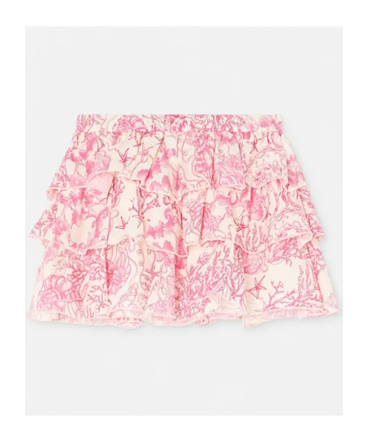 Versace Kids Pattern Printed Ruffled Skirt