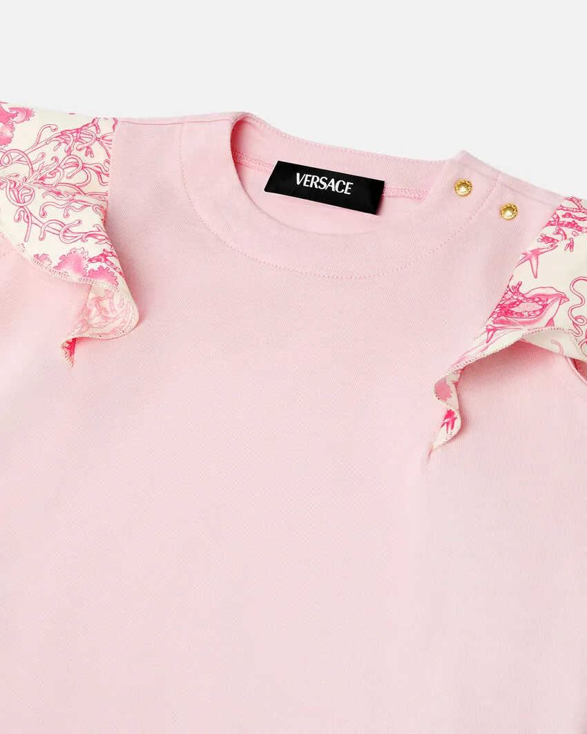 Versace Kids Pattern Printed Decorative Sleeved T-Shirt
