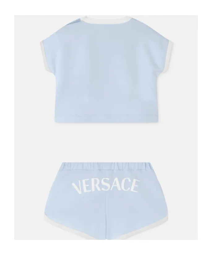 Versace Kids Logo Printed Top And Shorts Set