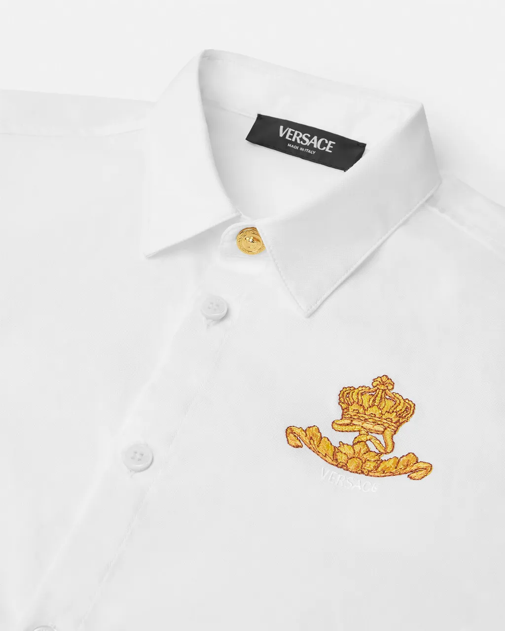 Versace Kids Logo Embroidered Long Sleeved Shirt