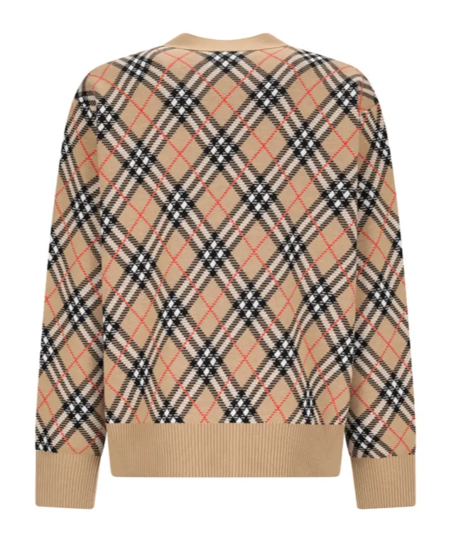 Burberry Checked V-Neck Buttoned Cardigan