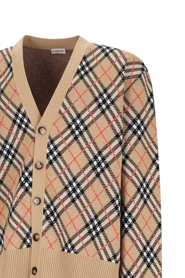 Burberry Checked V-Neck Buttoned Cardigan