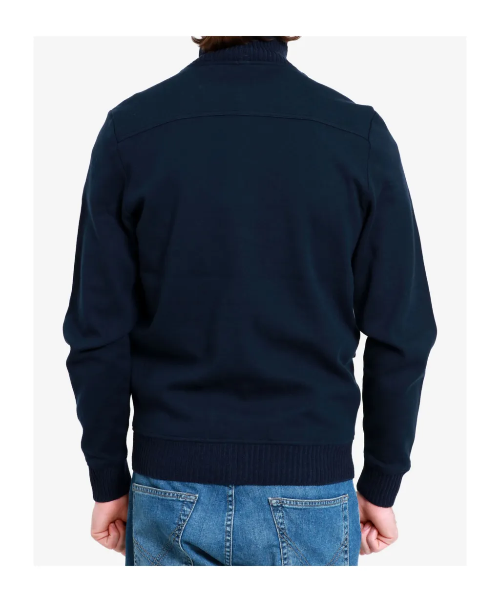 Cotton Jacket In Midnight Blue With Button Closure