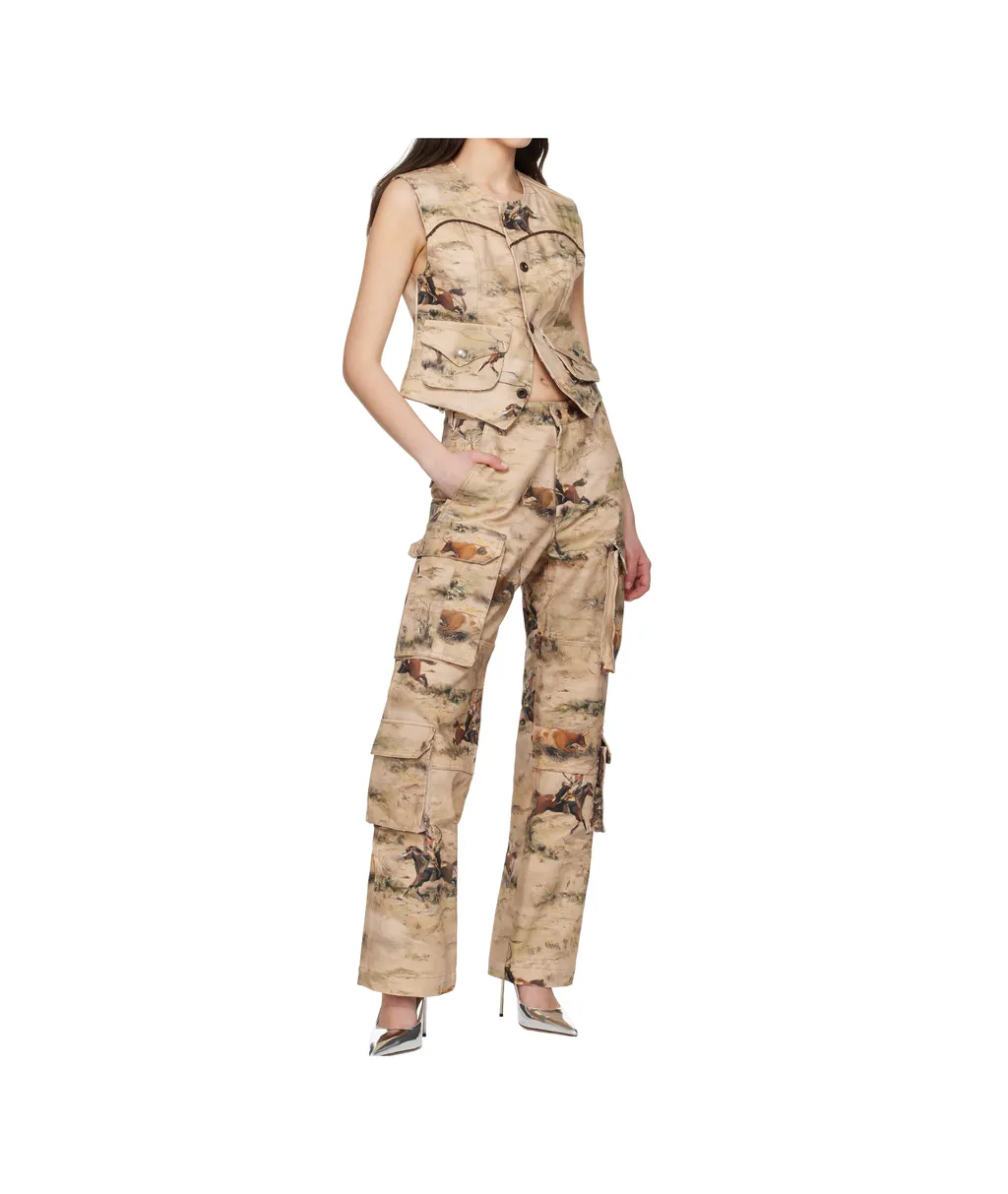 Printed Cargo Jeans