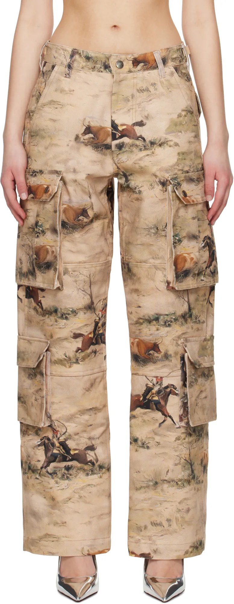 Printed Cargo Jeans