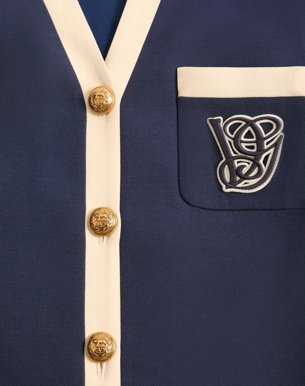 V-Neck Monogram-Detail Blazer