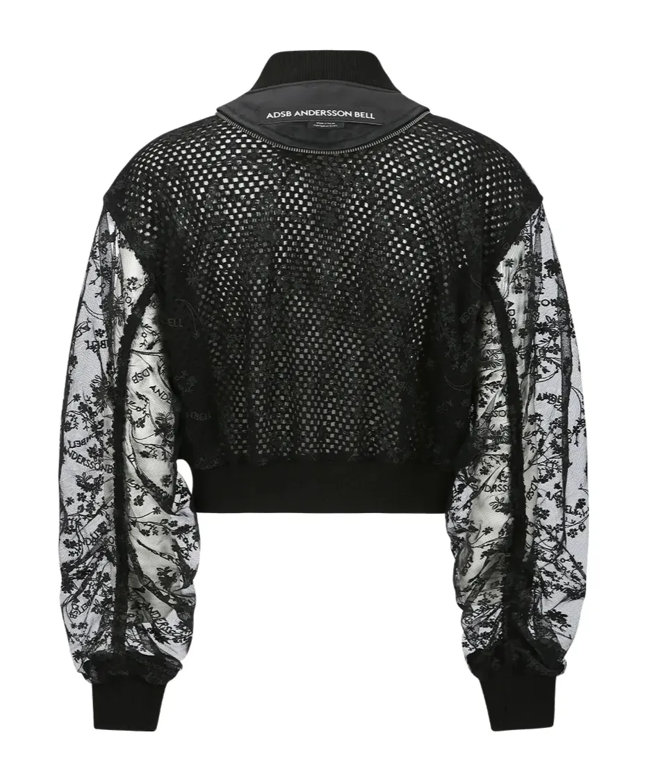Layered Logo Lace Short Bomber Jacket