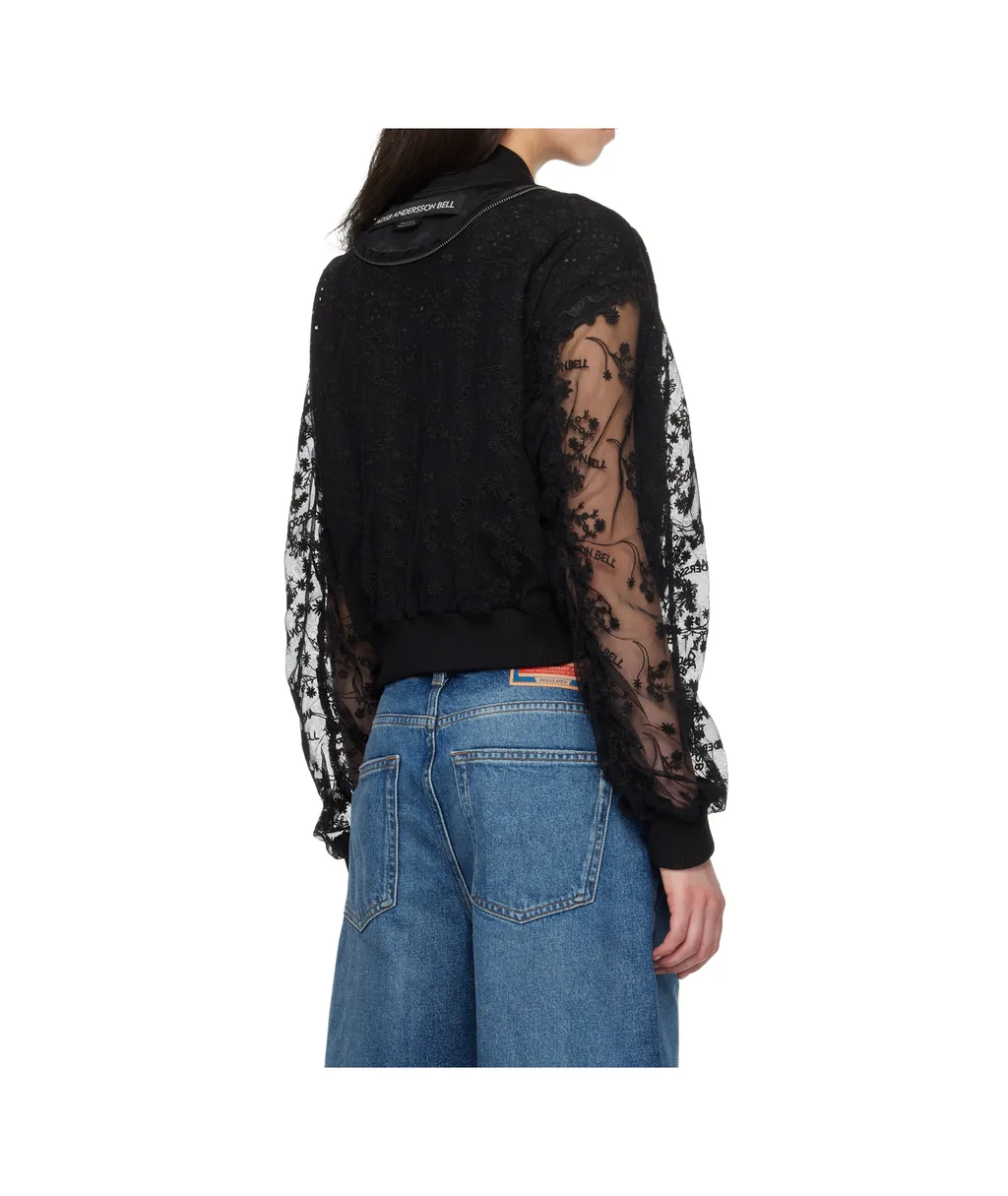 Layered Logo Lace Short Bomber Jacket