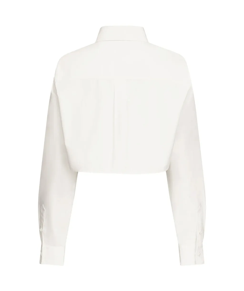 Area Crystal Rosette Poplin Cropped Shirt