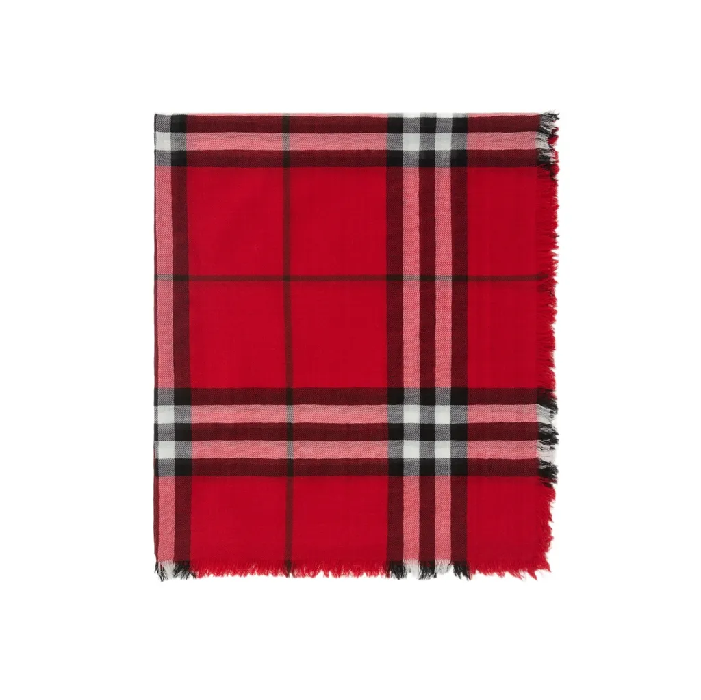 Wide Check Wool Scarf
