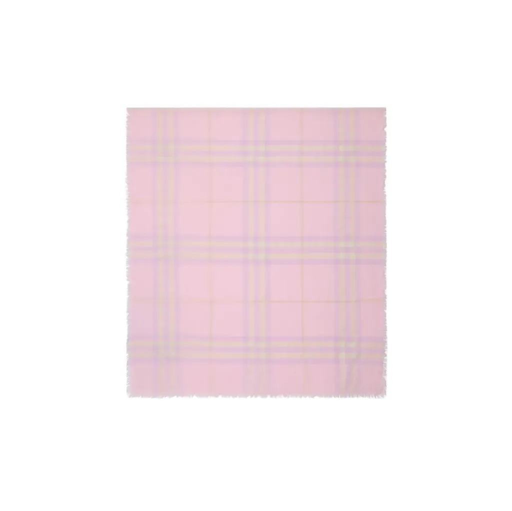 Wide Check Wool Scarf