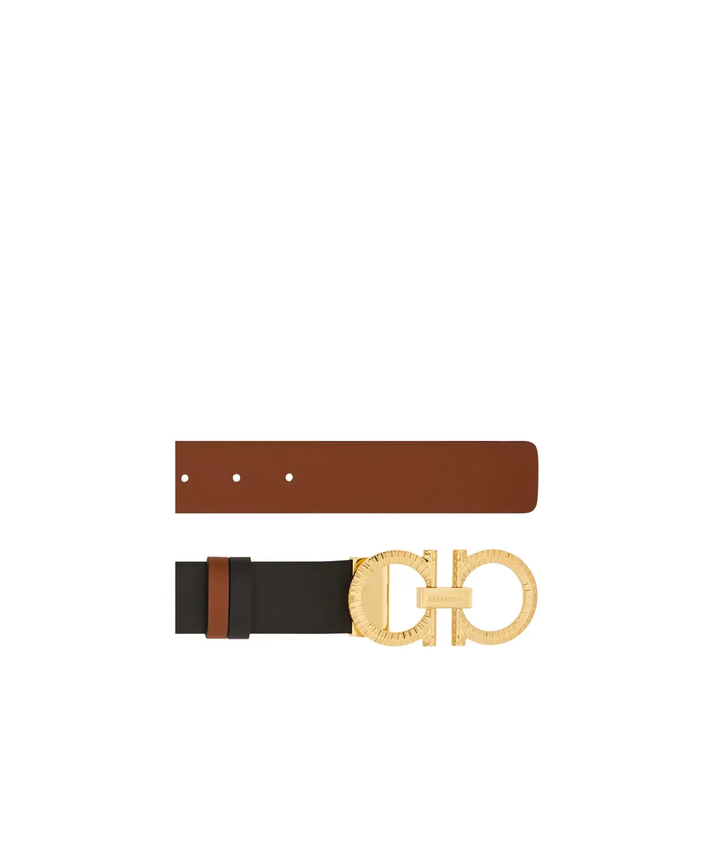 Reversible And Adjustable Belt With Hammered Gancini