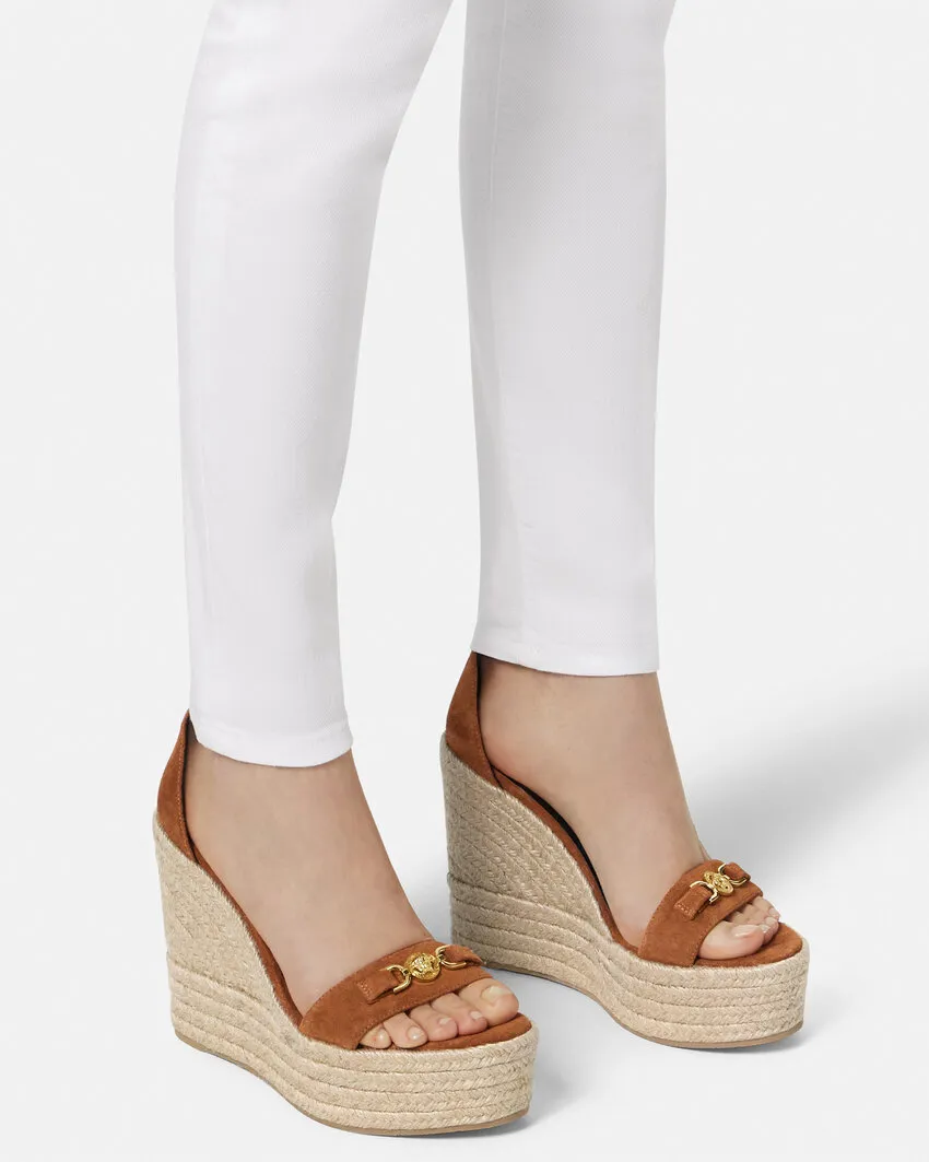 Versace Round-Toe Wedge Sandals