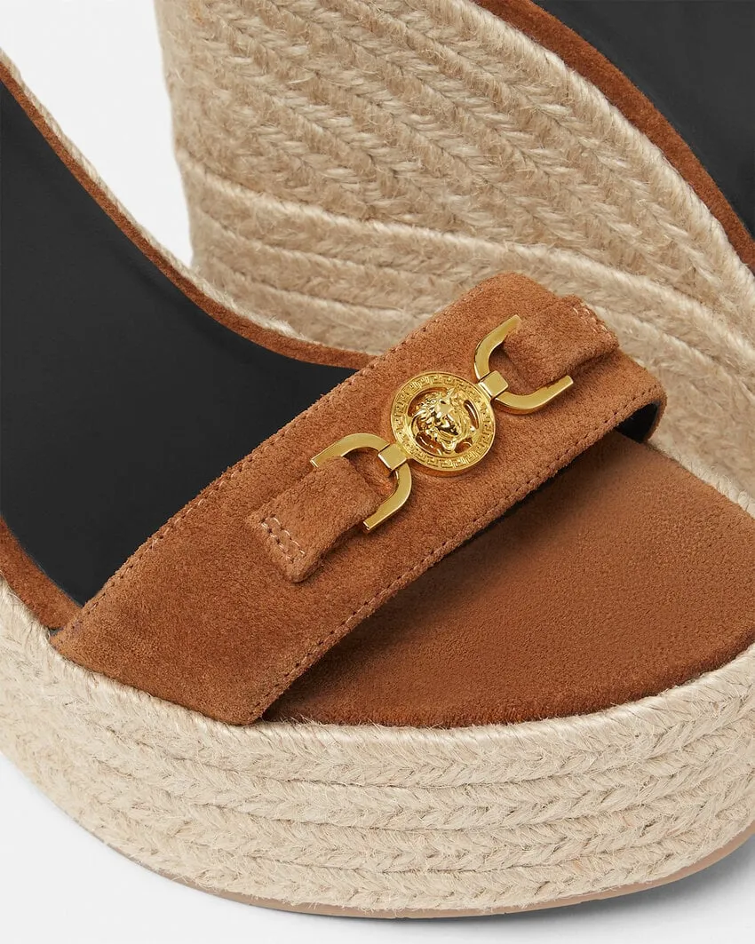 Versace Round-Toe Wedge Sandals