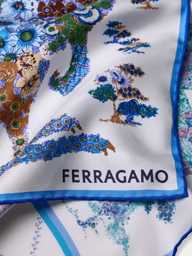 Patchwork Print Silk Scarf