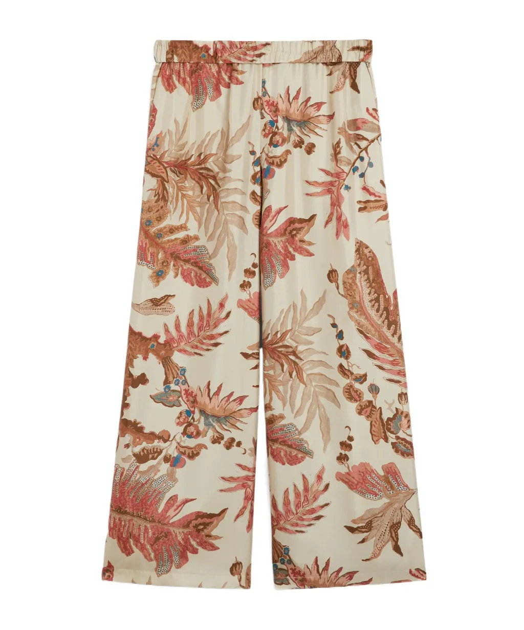 Printed Silk Twill Trousers