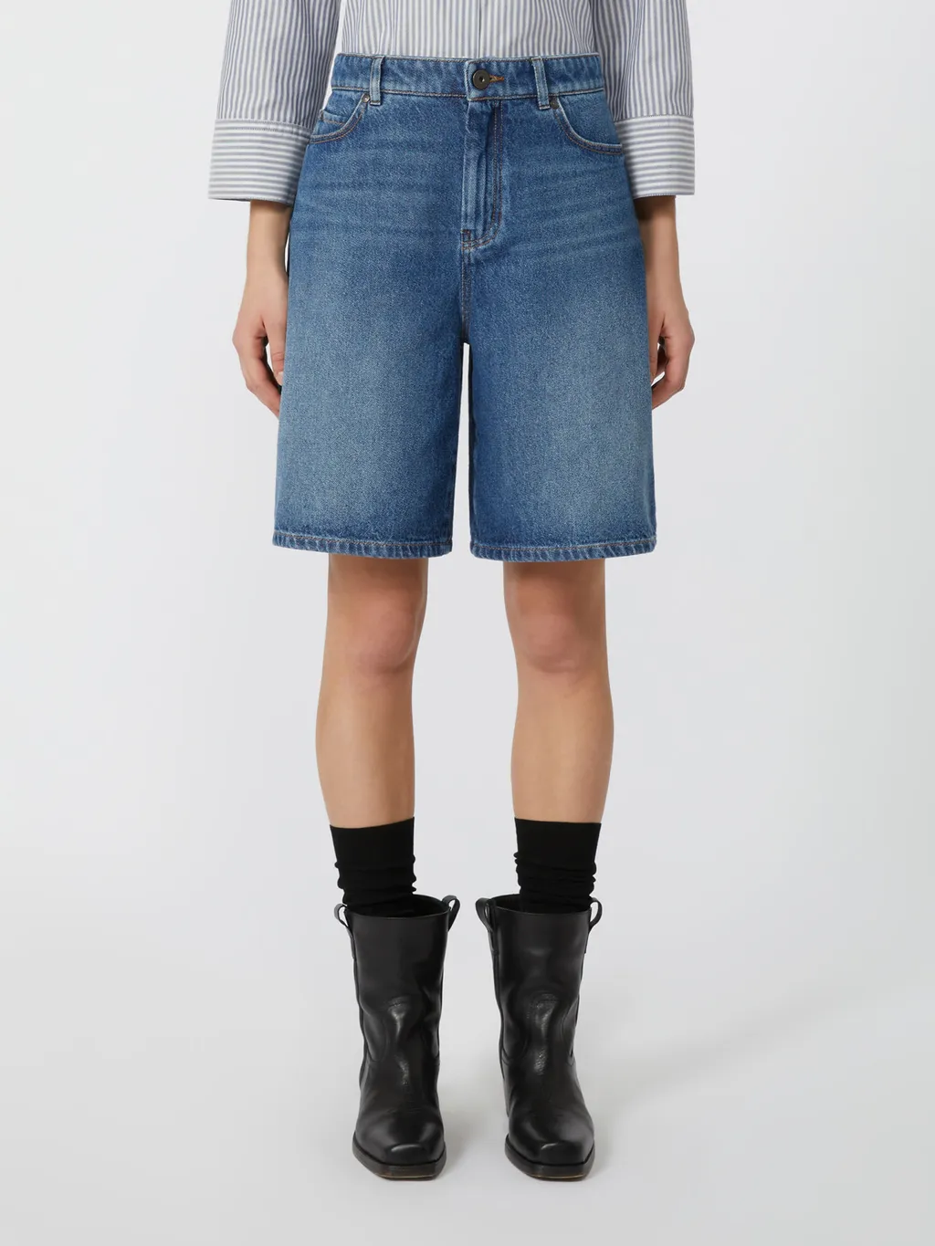 Cotton Denim Bermuda Shorts