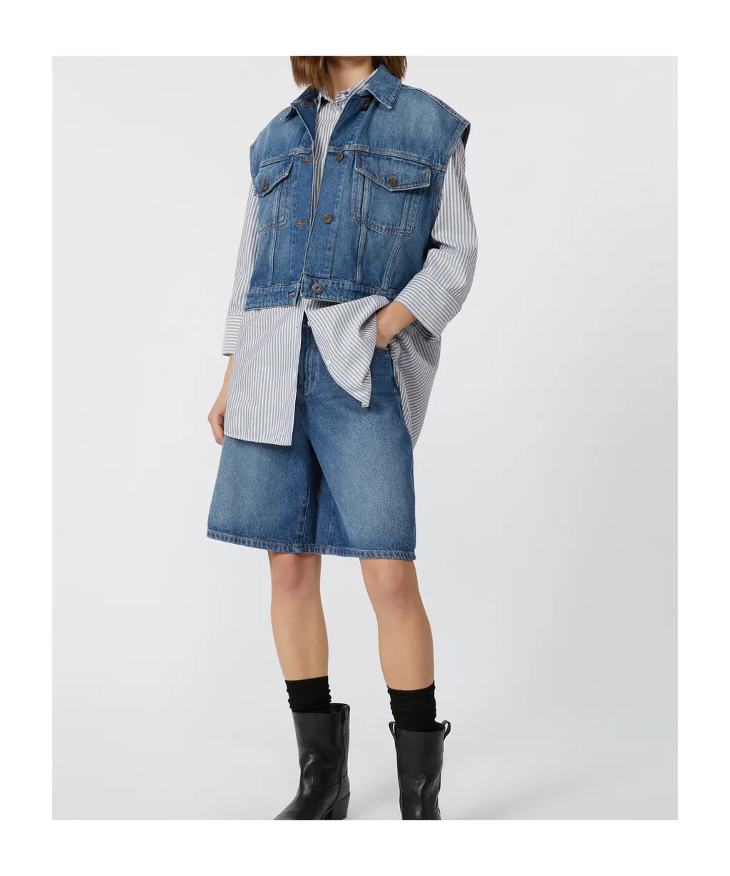 Cotton Denim Bermuda Shorts