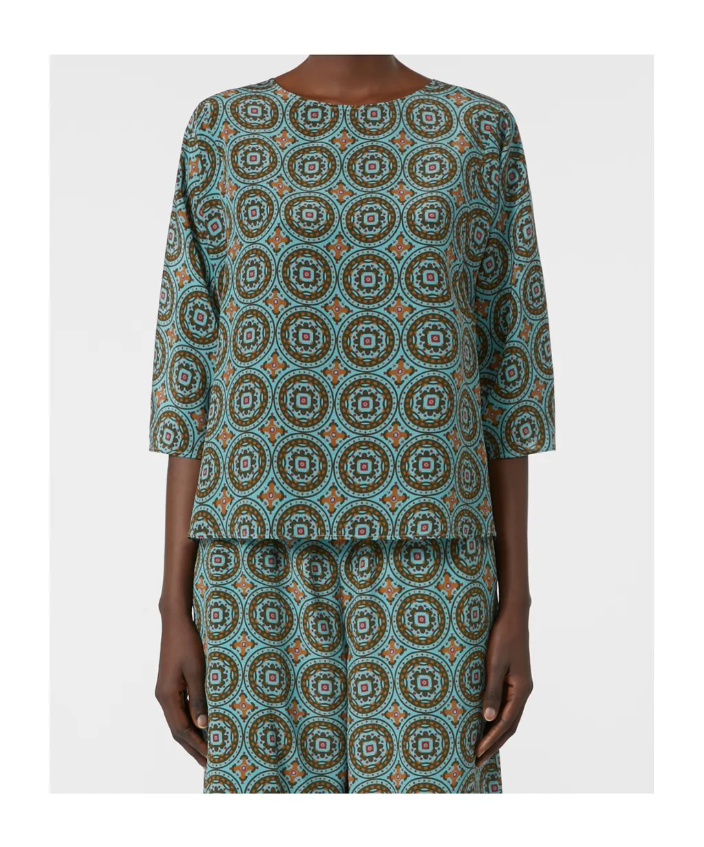 Crepe De Chine Crew-Neck Blouse