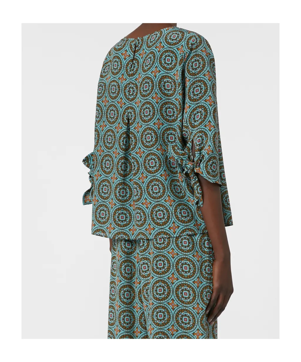 Crepe De Chine Crew-Neck Blouse