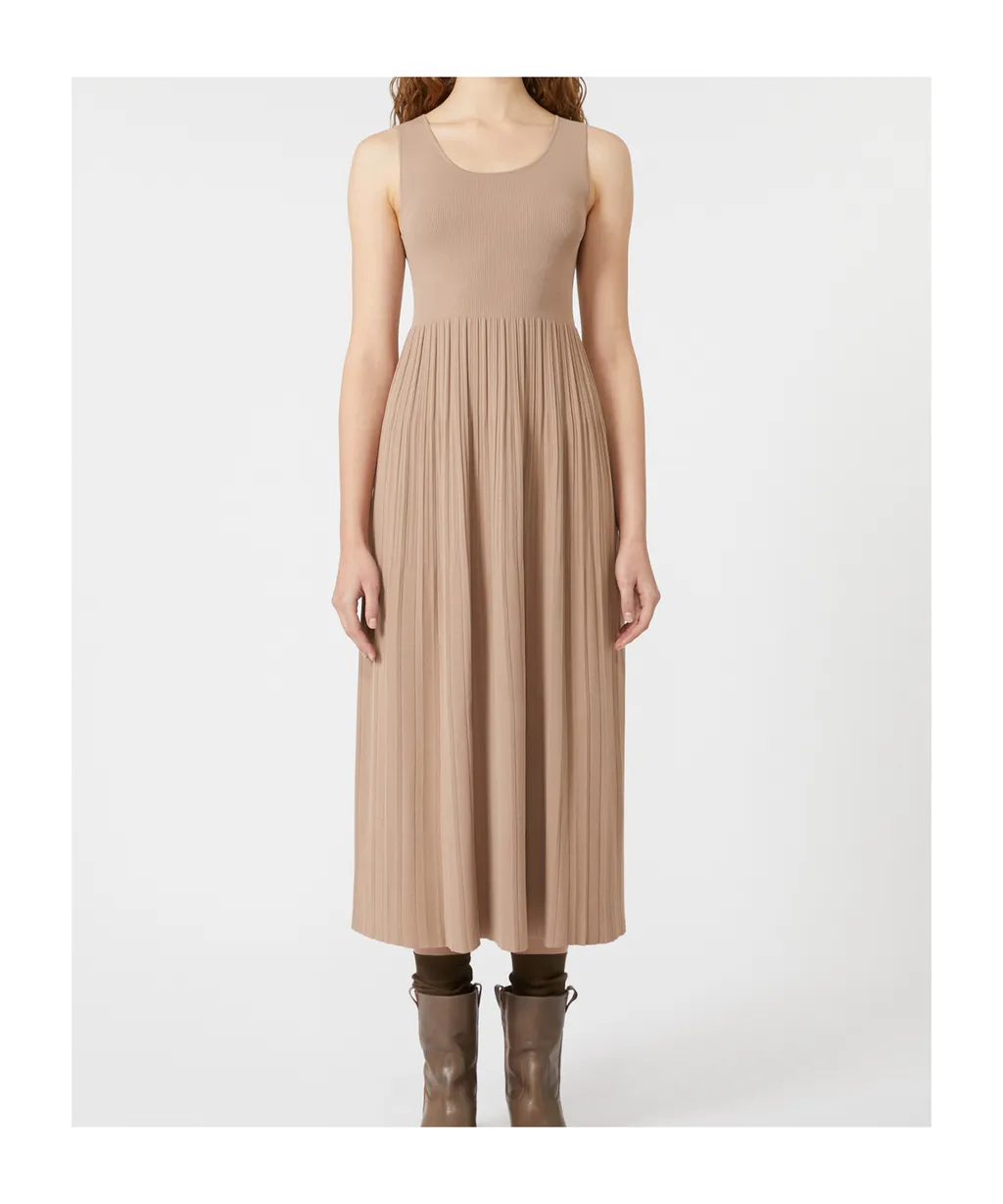 Plissé-Pleated Viscose Crepe Dress