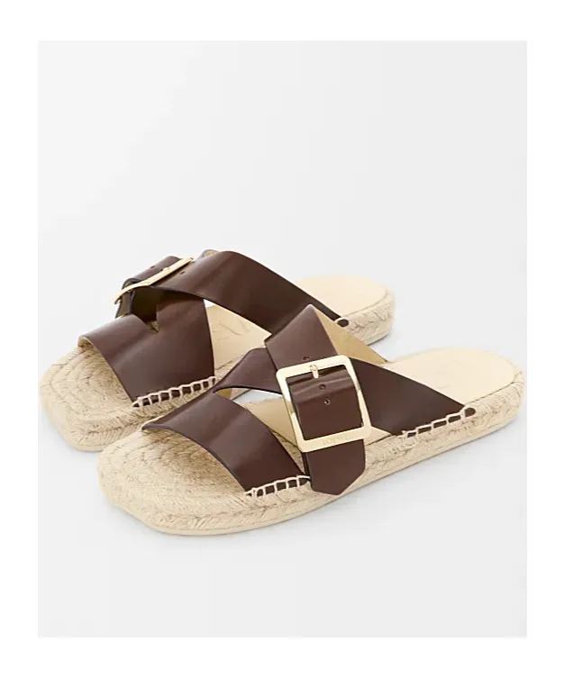 Petal Espadrille Slide In Vegetable-Tanned Calfskin