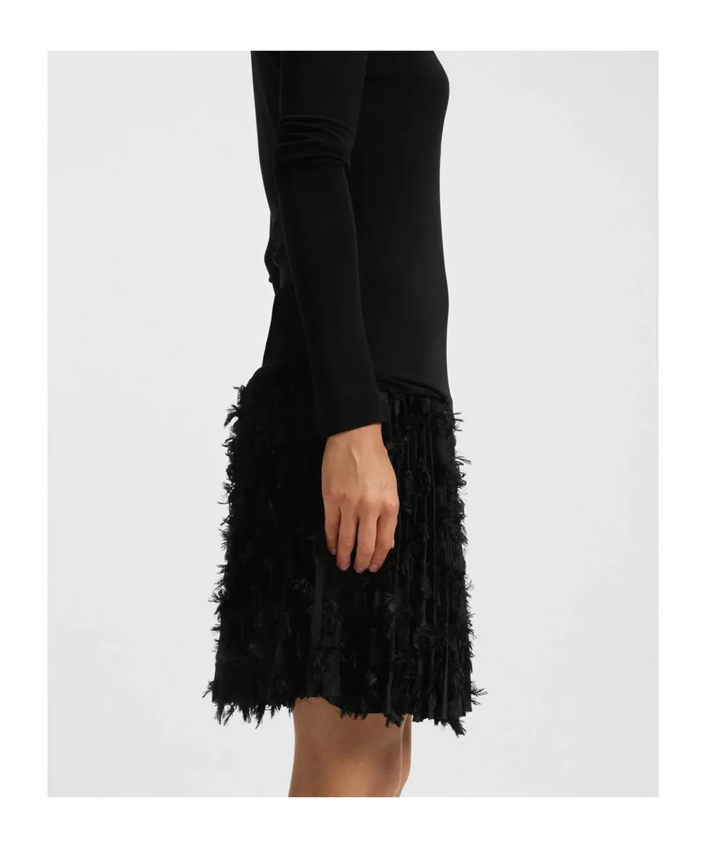 Jersey Dress With Feathered Plissé Pleats