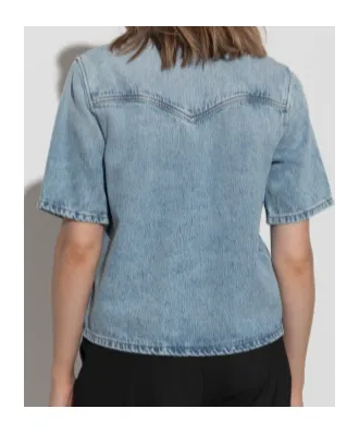 Ganni Short-Sleeved Denim Shirt