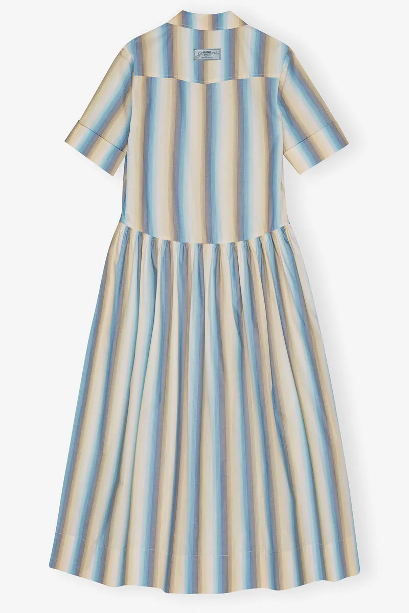 Ombre Striped Maxi Shirt Dress