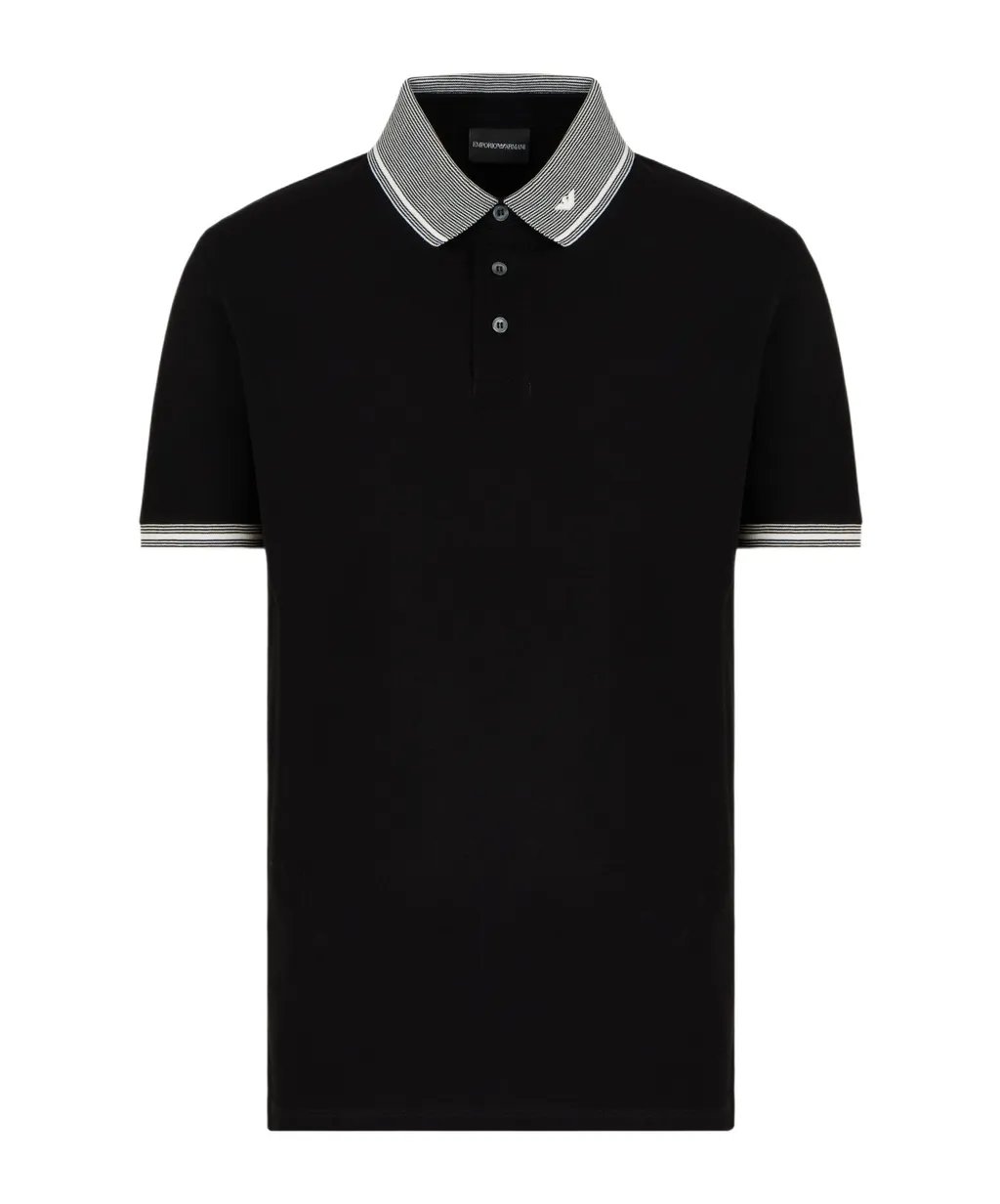 Emporio Armani Piped Collar Piqu Polo Shirt