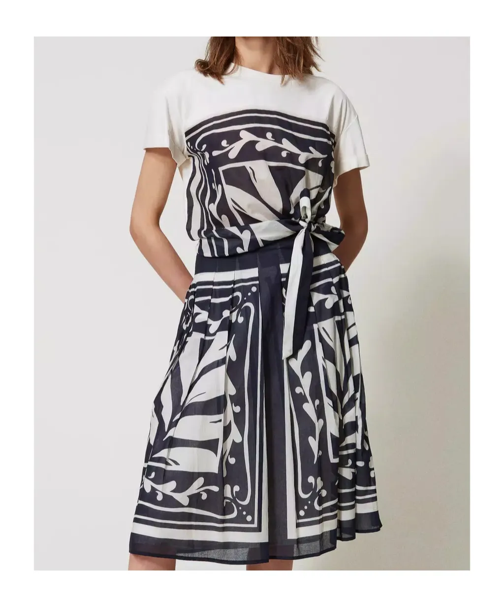 Floral-Print Pleated Skirt