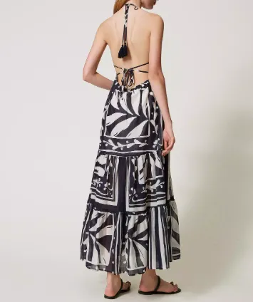 Embroidered Halterneck Maxi Dress