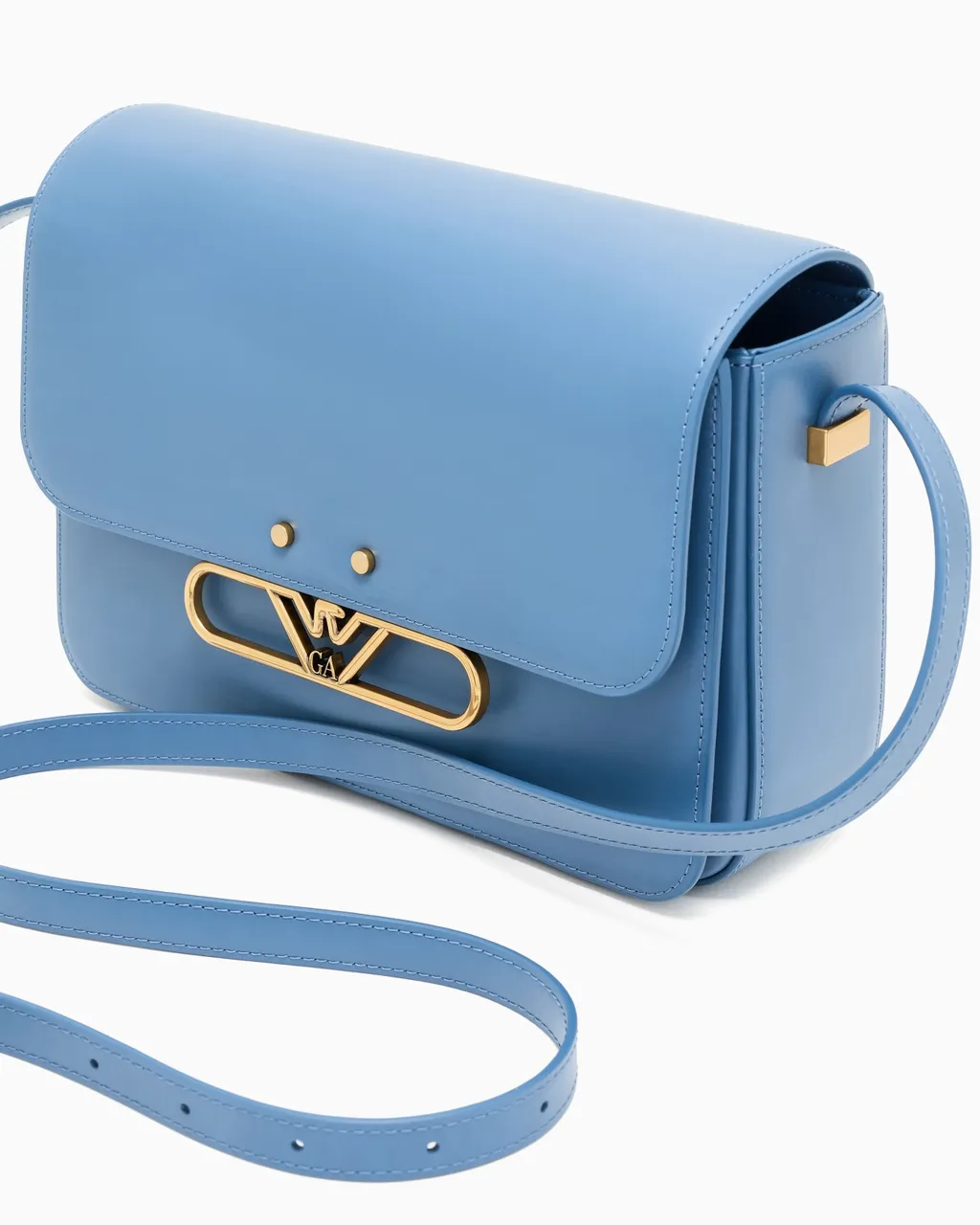 Smooth Leather Shoulder Bag With Metal Eagle Logo
