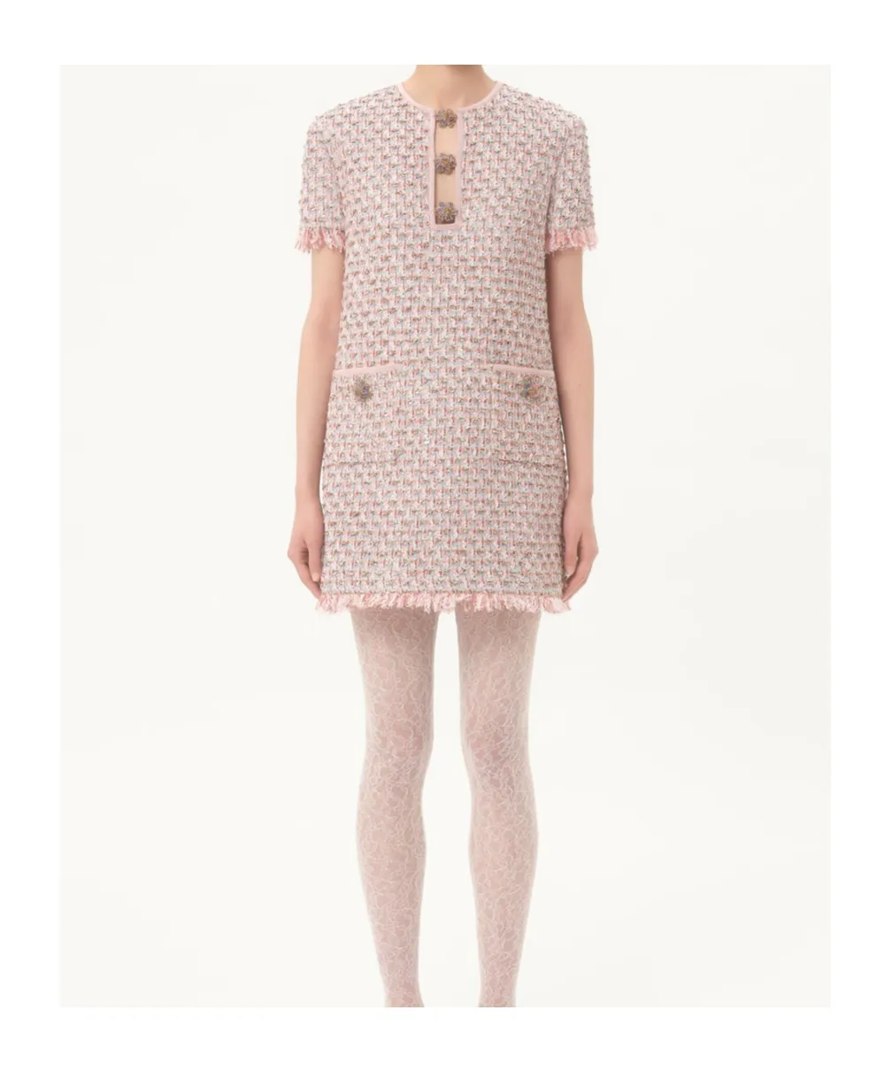 Valentino Embellished Fringed Edge Dress