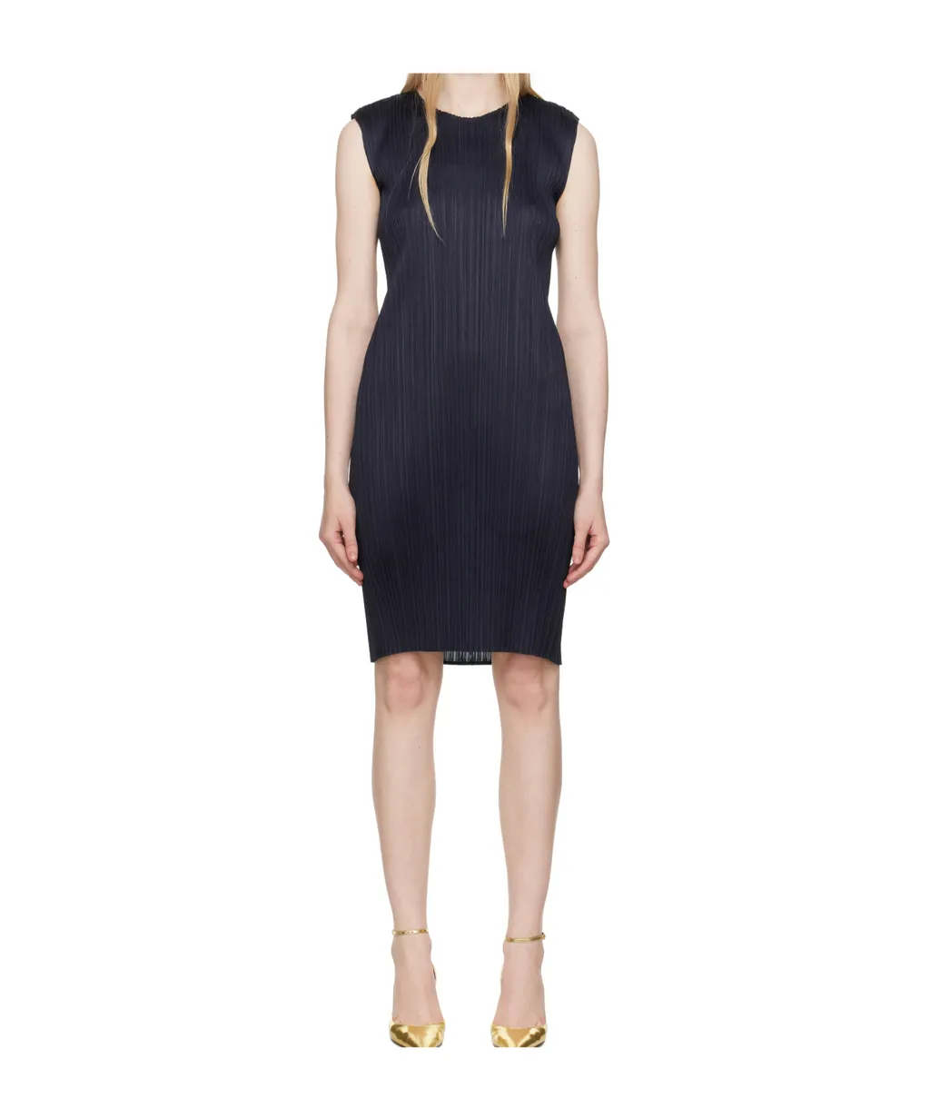 Plissé-Effect Midi Dress