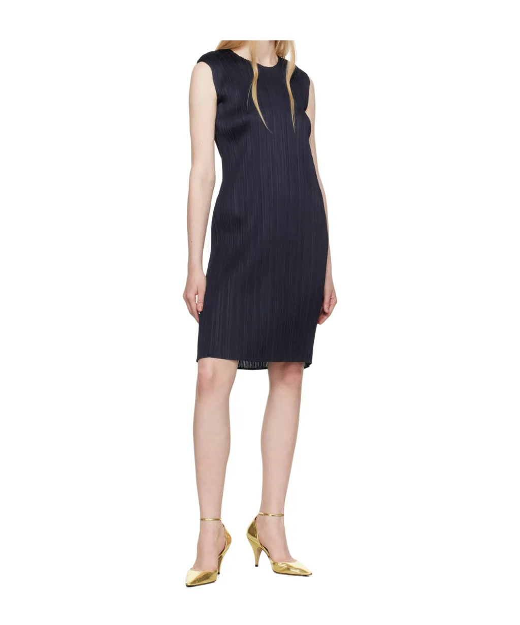 Plissé-Effect Midi Dress
