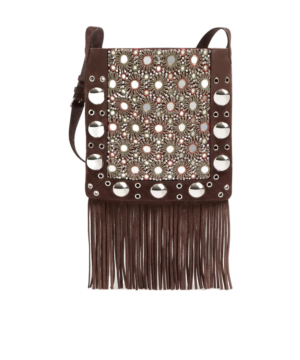 Valentino Vlogo Signature Fringed Edge Shoulder Bag