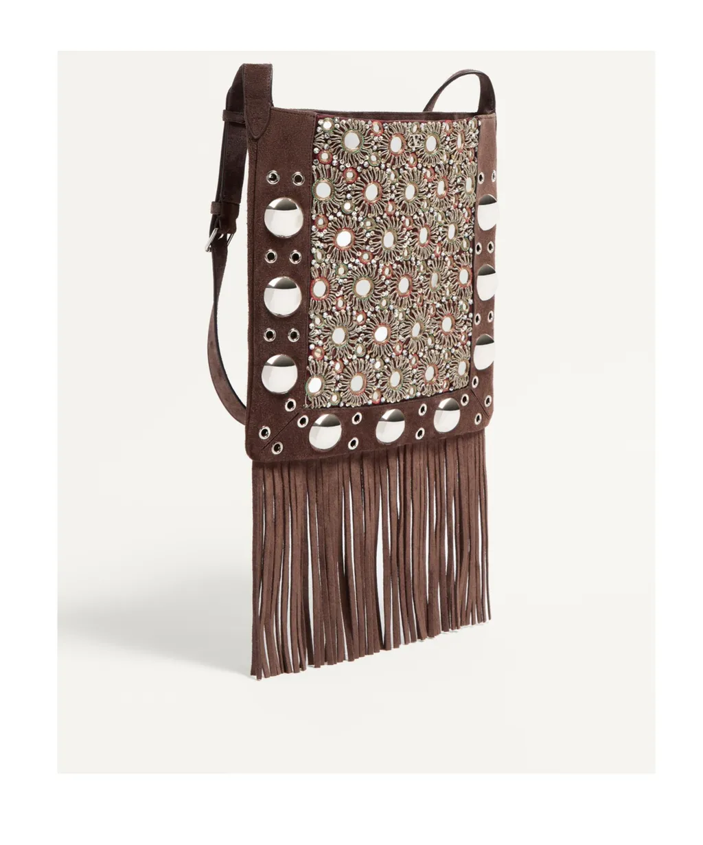Valentino Vlogo Signature Fringed Edge Shoulder Bag