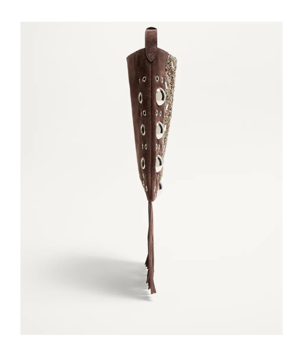 Valentino Vlogo Signature Fringed Edge Shoulder Bag