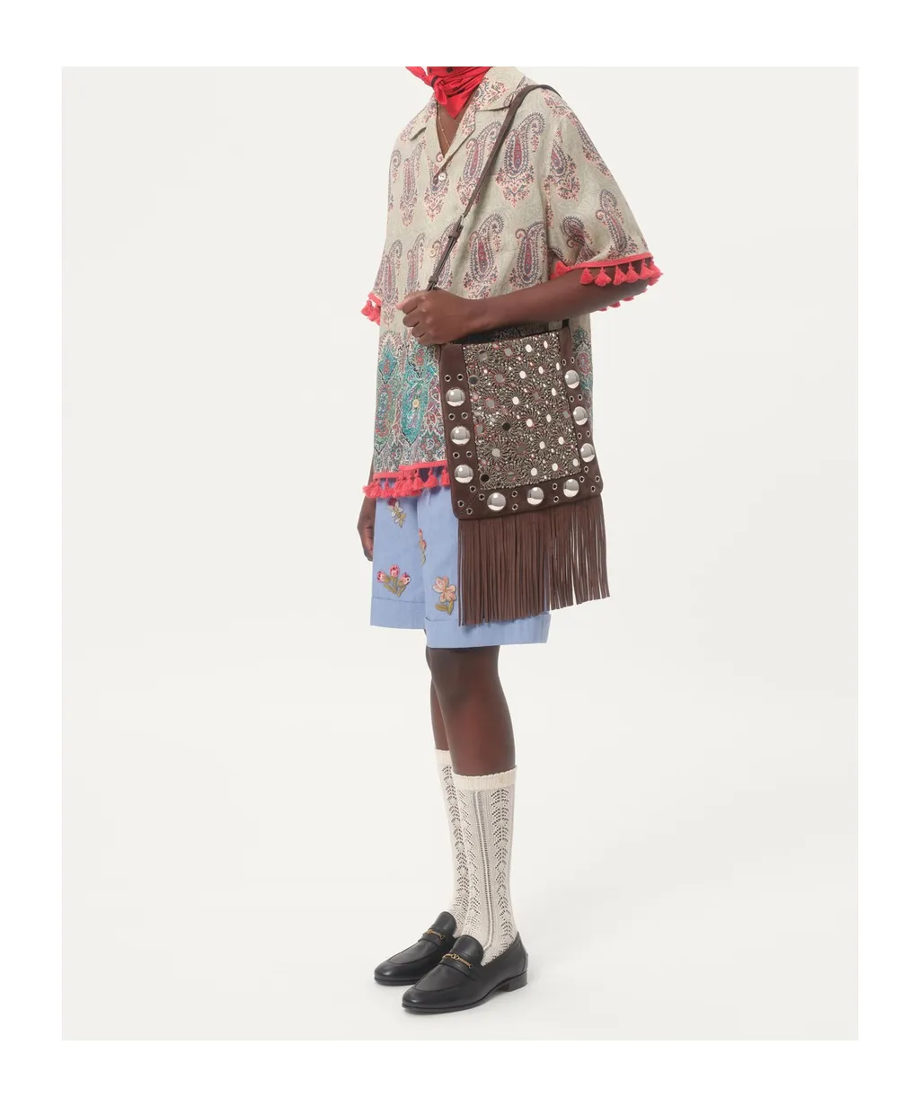 Valentino Vlogo Signature Fringed Edge Shoulder Bag