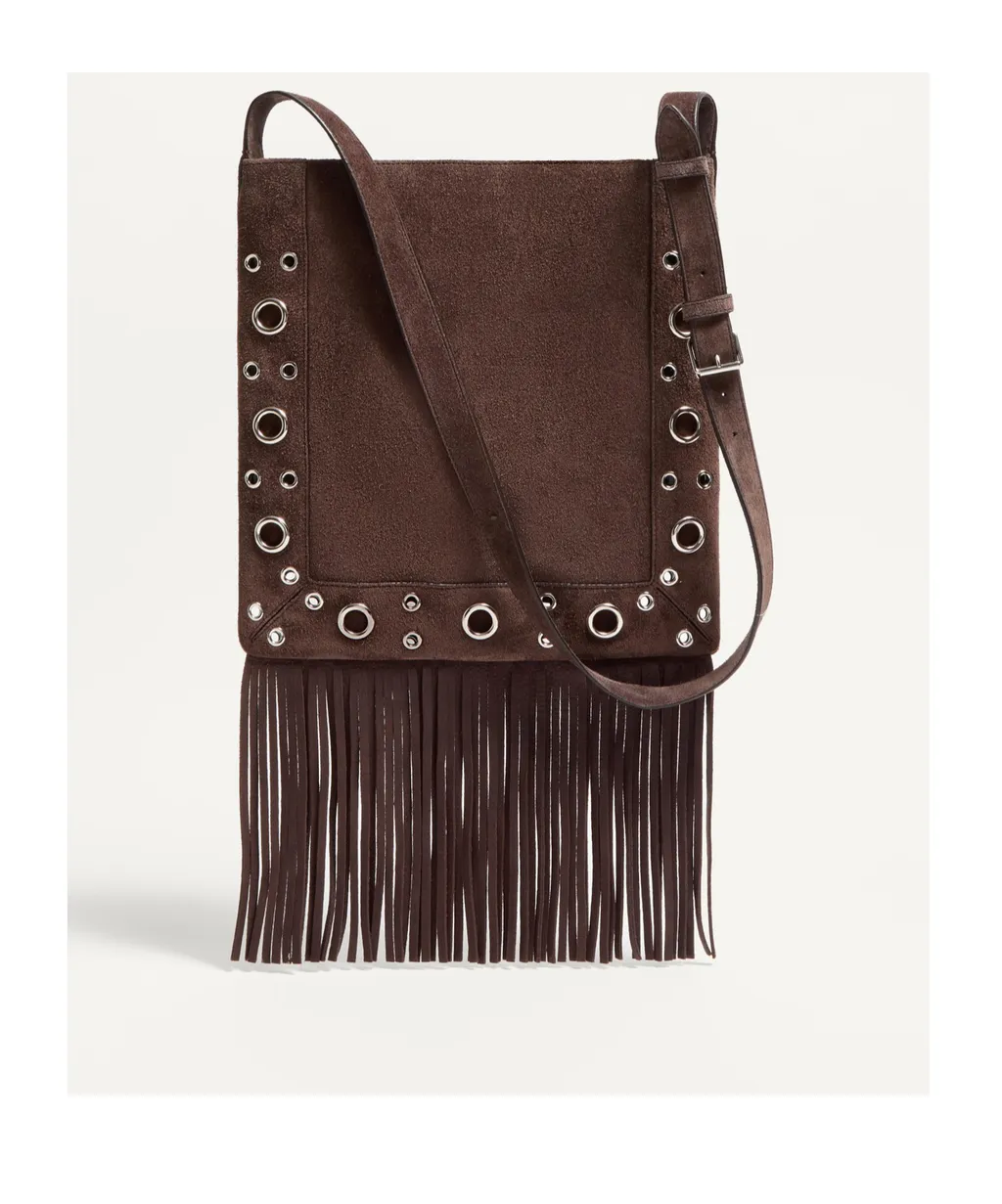 Valentino Vlogo Signature Fringed Edge Shoulder Bag