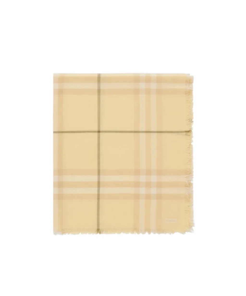 Wide Check Wool Scarf
