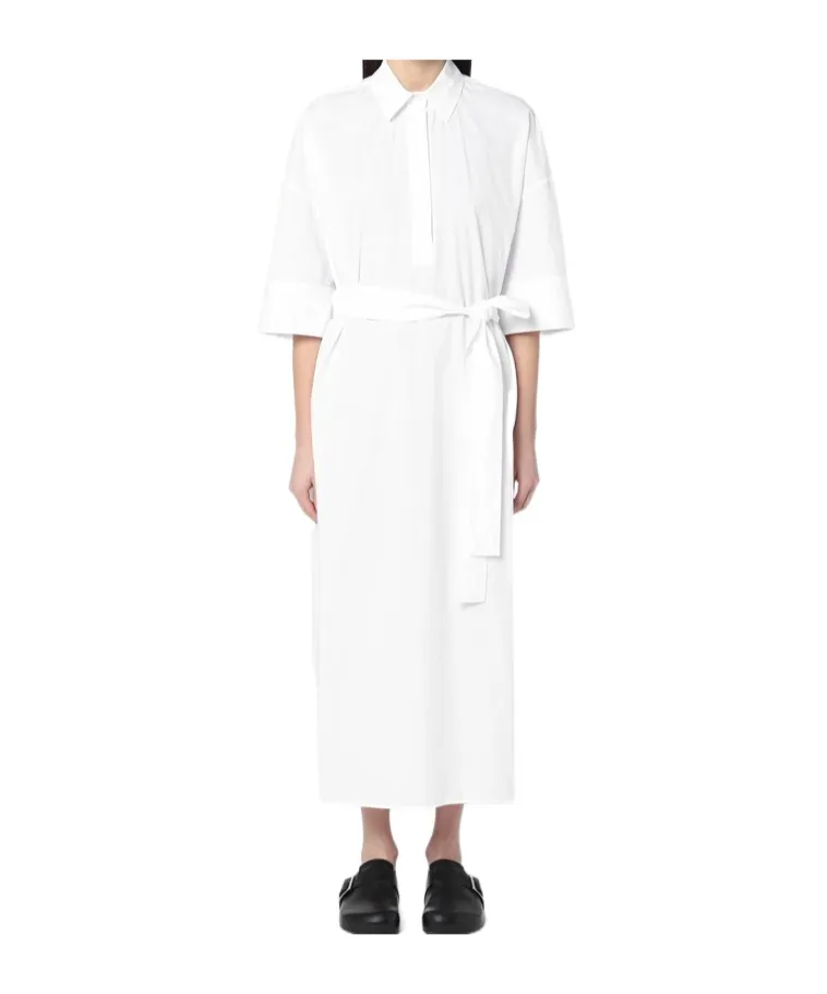 White Chemise Dress In Cotton