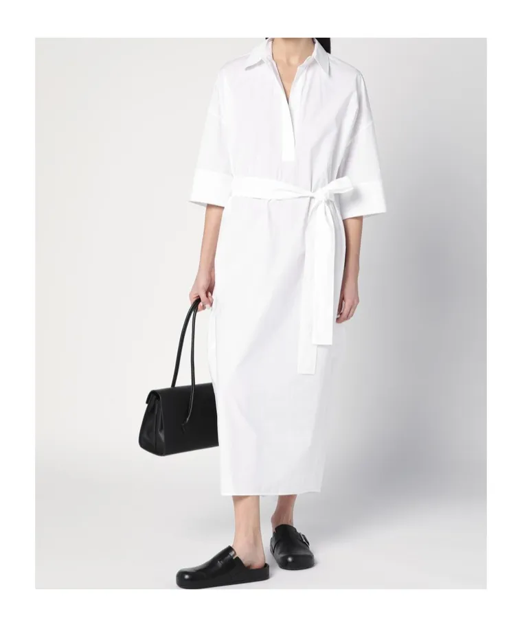 White Chemise Dress In Cotton