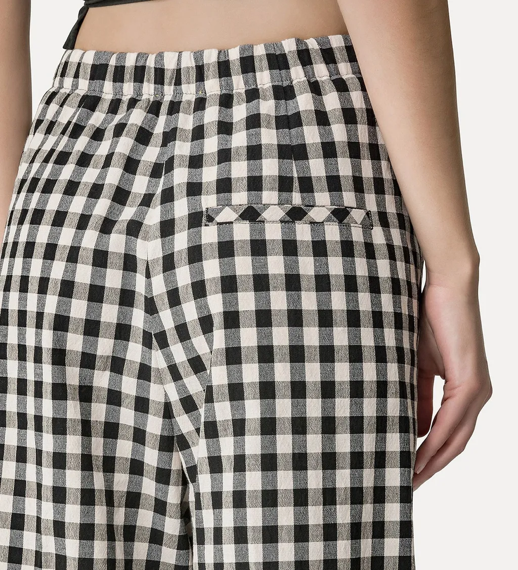 Palazzo Pants In Gingham–Check Cotton